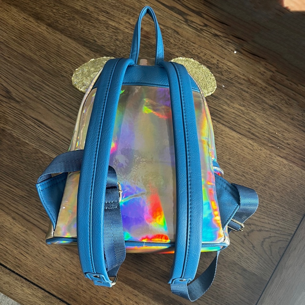 Disney Parks 50th Minnie Sequins Iridescent Loungefly Backpack and Minnie Ears - Picture 5 of 8